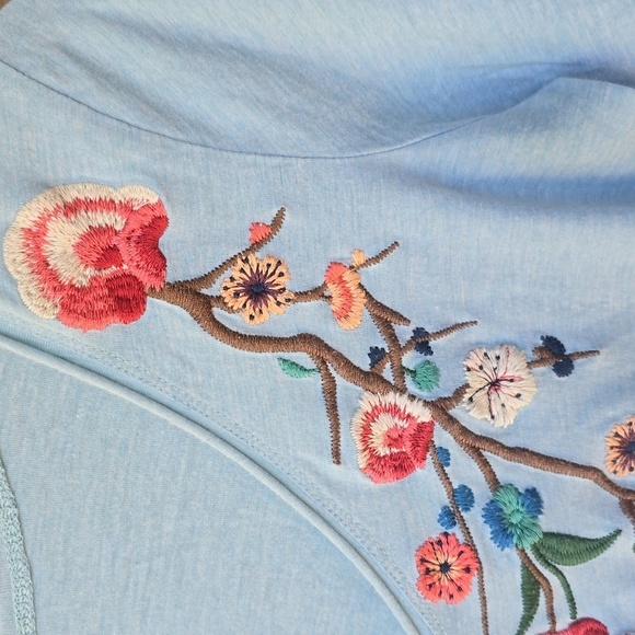 Garnet Hill Move Back Through Carousel Embroidered V-Neck Knit Top S - Picture 5 of 8